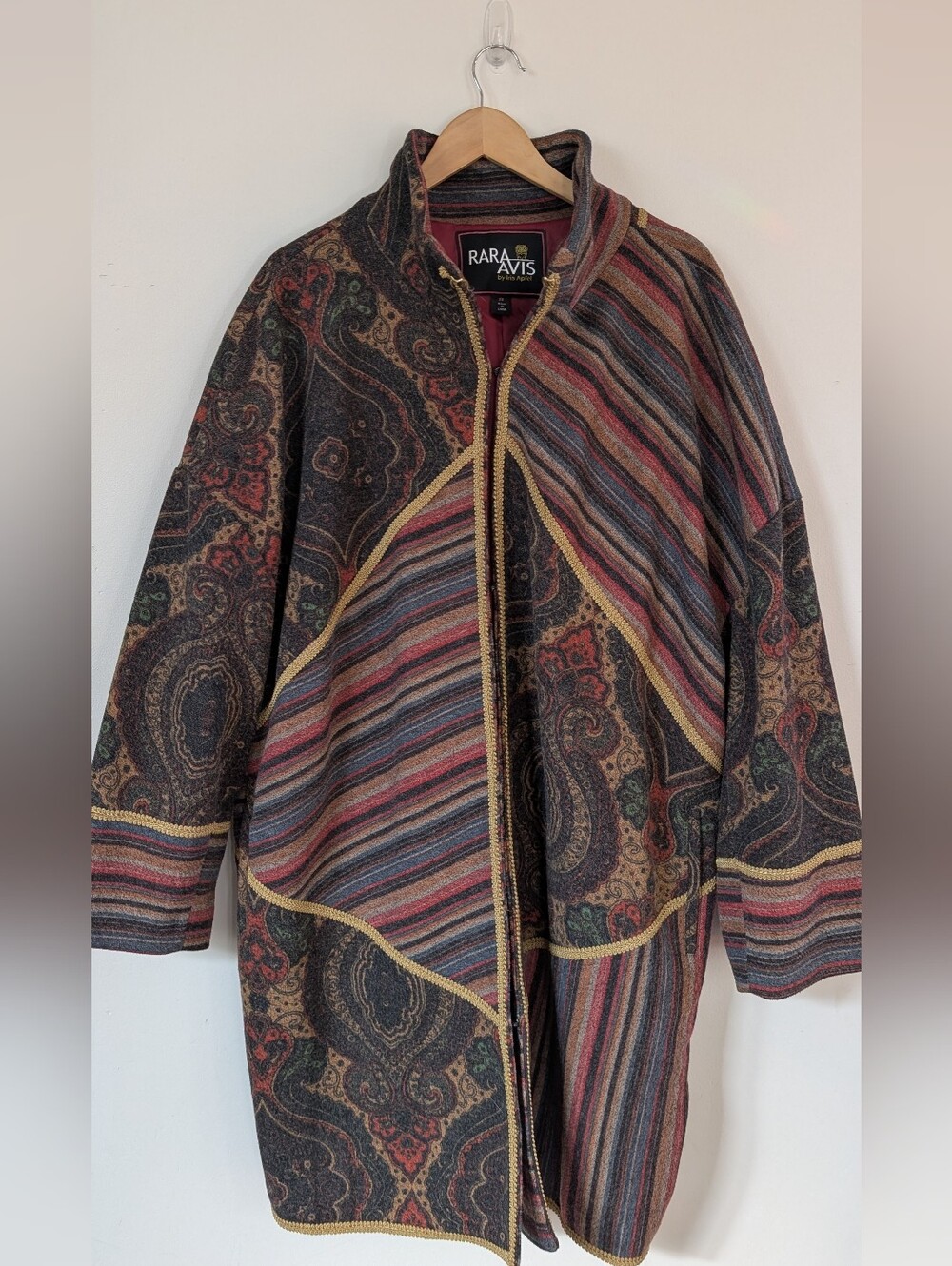 Rara Avis by Iris Apfel Jacquard Coat Medium Coat Multi Pattern Patchwork 2X
